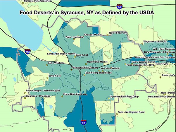 Map of "food deserts" in Central New York