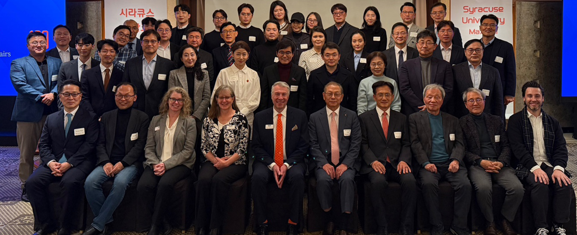 Group photo taken during Dean Van Slyke's visit to Korea