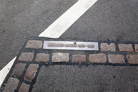 The marks of the remains of Berlin Wall